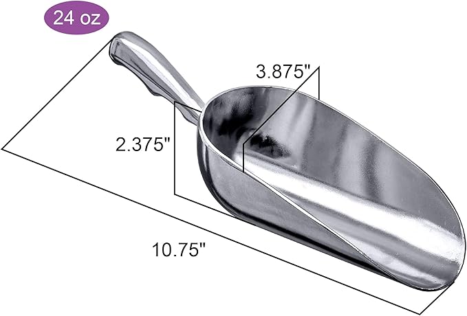 Amazing Abby - Elsa - 24-Ounce Aluminum Ice Scoops (Set of 2), Cast Aluminum Utility Scoops, Food-Grade, Good for Home and Commercial Use, NOT Dishwasher-Safe, Hand-Wash Recommended