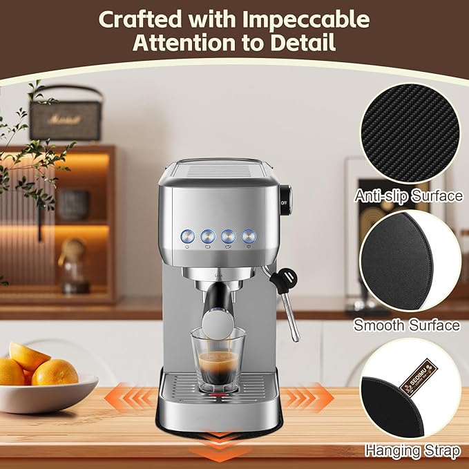 Sliding Mat for CASABREWS 3700 Essential Espresso Machine, Smooth Glide with Anti-Slip Base, with Hanging Strap, Clean Easily, Protects Kitchen Countertop, Sturdy Pad for CASABREWS 3700