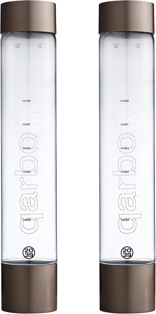 TWENTY39 qarbo CLASSIC 1L Water Bottles for Sparkling Water Maker and Fruit Infuser - Set of 2 (Dark Bronze)