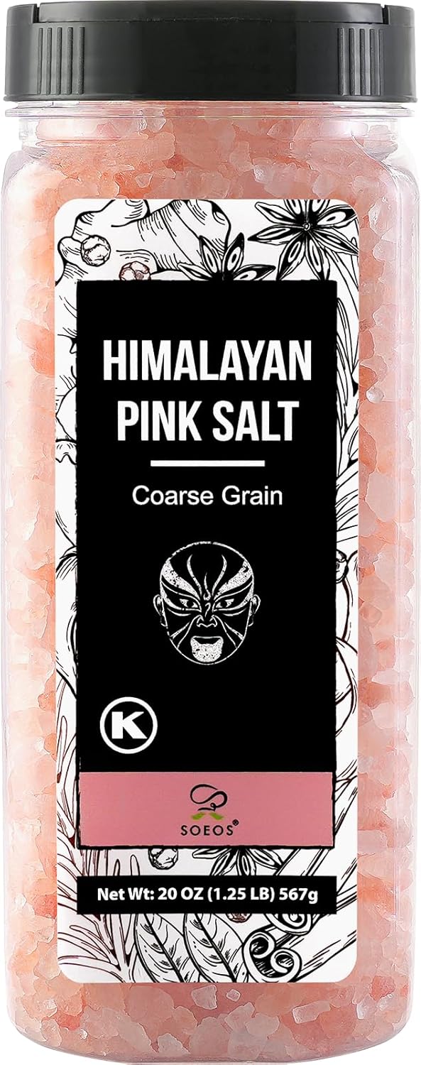 Soeos Himalayan Salt - Coarse Grain, 20 oz, Himalayan Pink Salt, Pure Rock Salt for Grinders and Salt Mills, Kosher & Natural Certified, Healthy