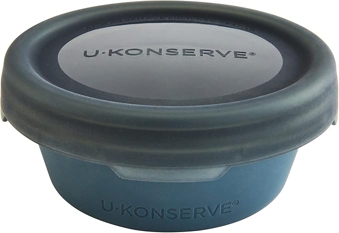 U Konserve Platinum Silicone Food Storage Bento Box Dual Seal Container - Leak Proof, Shatter Proof, Dishwasher Safe, Plastic Free - 8oz (Night Harvest)