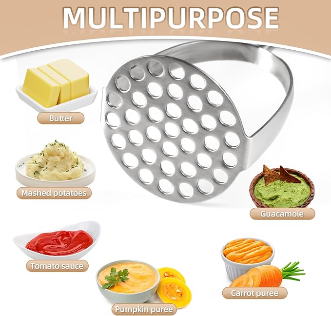 Potato Masher Stainless Steel,14Inch Long handle Potato Smasher, Mashed Potatoes Masher Kitchen Tool for Avocado,Potatoes, Beans, Vegetables, Large Heavy Duty Metal Mashing Utensil