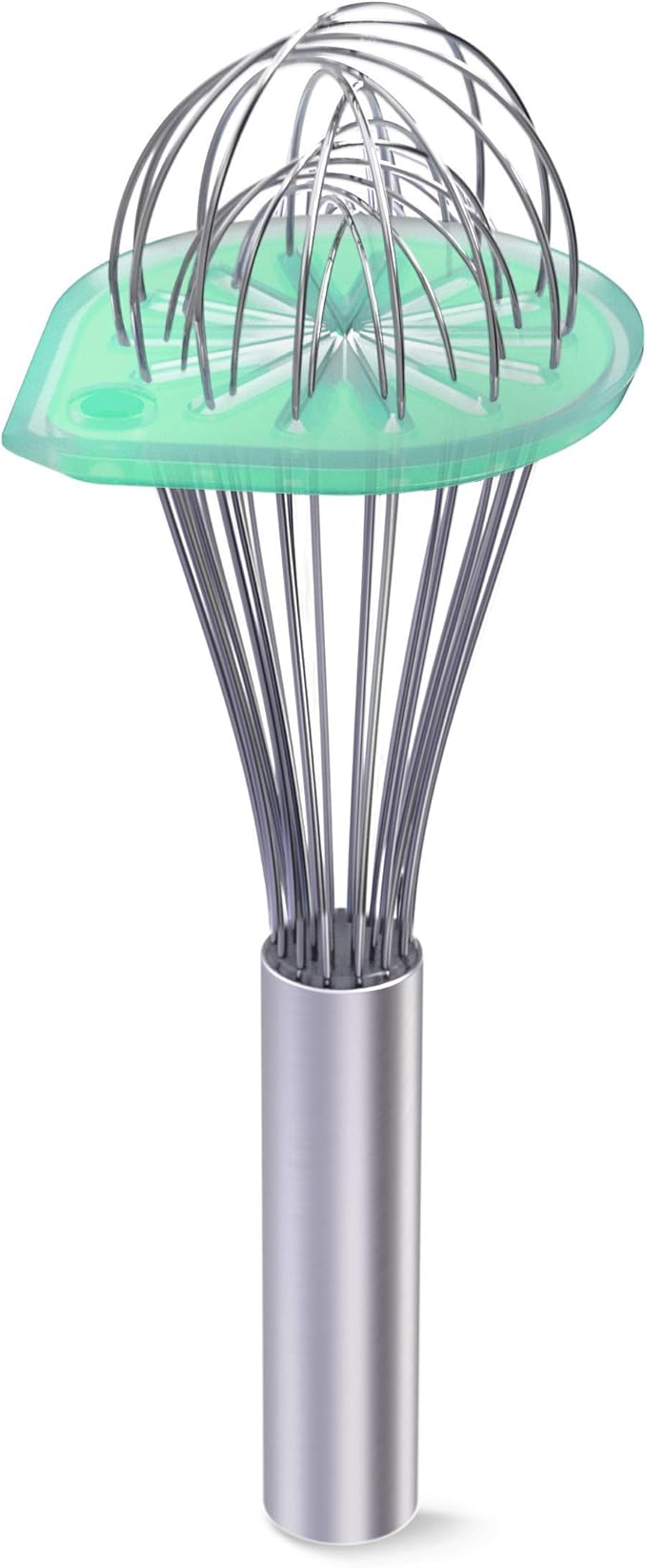 Whisk Wiper® - Wipe a Whisk Easily - Multipurpose Kitchen Tool, Made In USA - Includes 11" Stainless-Steel Whisk - Cool Baking Gadget, A Great Gift For Men and Women (Color: Aquamarine)