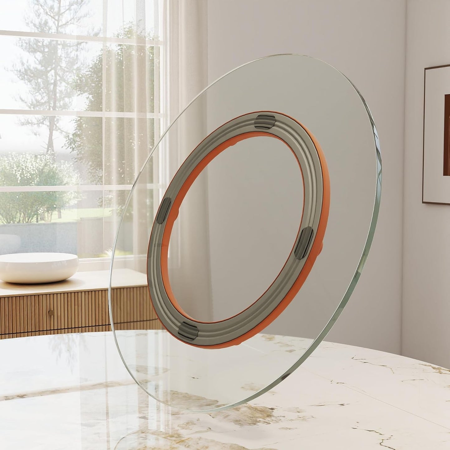 23.6" Lazy Susan for Table Top Tempered Glass Rotating Serving Tray for Dining Table, Kitchen Lazy Susan Organizer Spinning Rotating Food Server Party Centerpieces