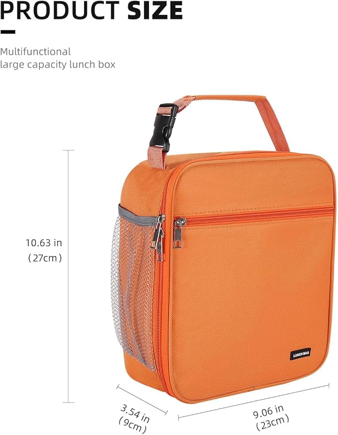Lovoeo Lunch box Lunch bag for men women Insulated Lunchbox Lunch bags for Work Picnic Travel (Orange)