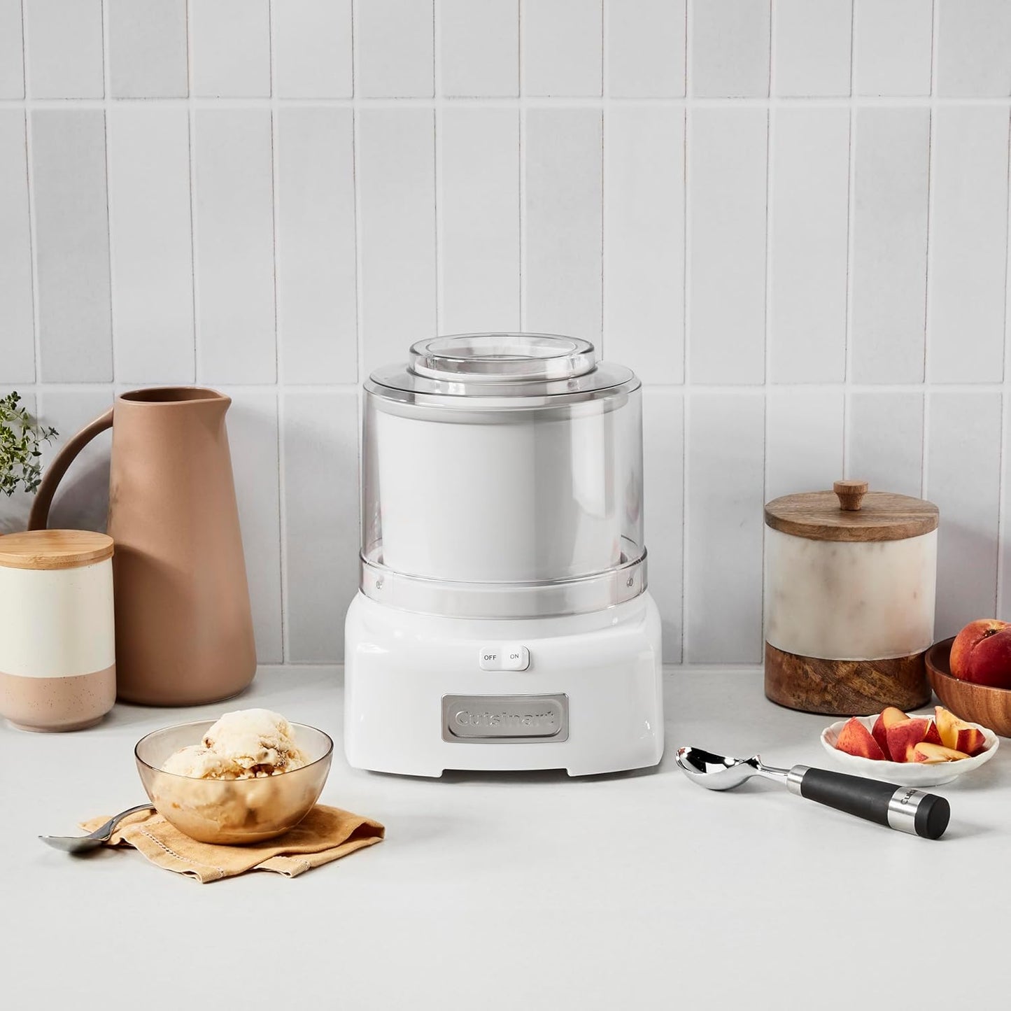 Cuisinart Ice Cream Maker Machine, 1.5 Quart Double Insulated Machine, Sorbet and Frozen Yogurt Maker, Ready in 20 Minutes, ICE-21P1, White