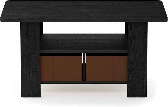 Furinno Andrey Coffee Table with Bin Drawer, Americano/Medium Brown, Small Non-Lift Top