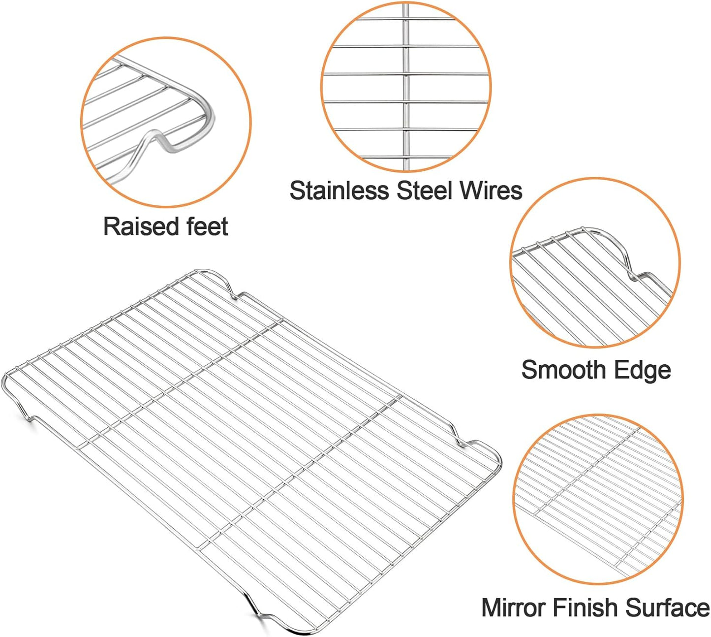 TeamFar Baking Sheet with Cooling Rack Set (3 Pans + 3 Racks), Stainless Steel Cookie Sheet Cooking/Baking, Healthy & Dishwasher Safe, Sturdy & Long Lasting
