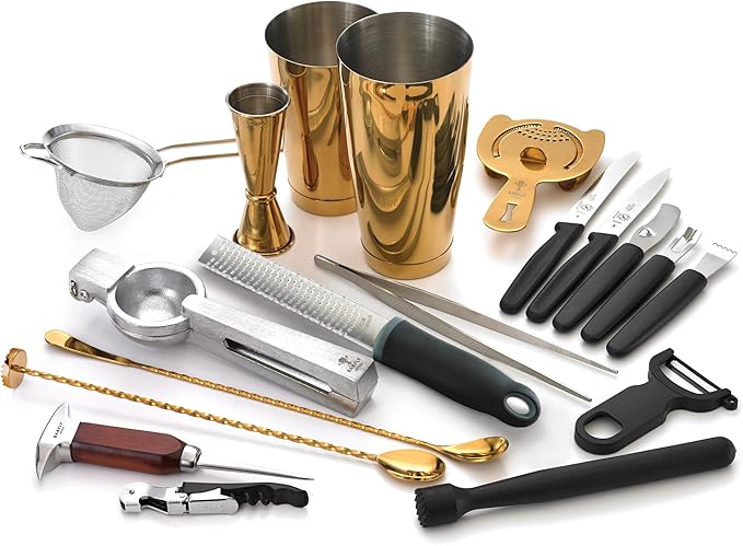 Barfly Cocktail Set, 12-Piece Deluxe, Gold