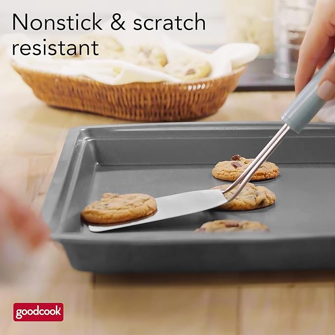 GoodCook 15” x 10.5” Nonstick Carbon Steel Baking Pan & Raised Wire Rack – Pizza Crisper,Crispy Bacon,Multipurpose Cooking Sheet Pan,Cooling Rack,Kitchen Cookware Set,Dishwasher Safe,(Pack of 12)