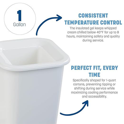 Carlisle FoodService Products CM110702 Coldmaster Carton Chiller, 1 quart Capacity, 9.38" Height, 7.06" Width, 7.06" Length, ABS, White