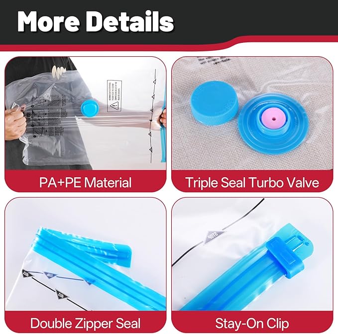 8 Pack Medium Vacuum Storage Bags,Vacuum Seal Bags for Clothing,Space Saver Bags,Vacuum Travel Bags for Luggage