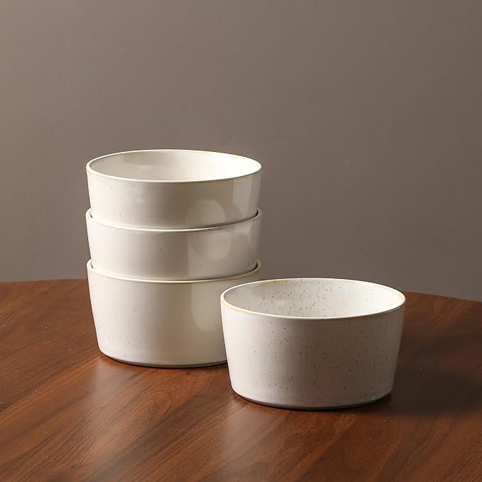 Stone Lain Cairo 24-Piece Dinnerware Set Stoneware, Plates and Bowls Set, Microwave and Dishwasher Safe, Includes Dinner and Salad Plates, Cereal Bowls, Dish for 8, White Speckled