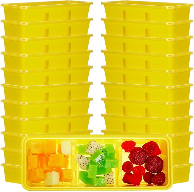 Hushee 25 Pack 17 oz Small Meal Prep Containers with 3 Compartments Snack Containers with Lid Disposable Plastic Bento Box Travel Lunch Food Boxes Stackable for Office Picnic (Yellow)
