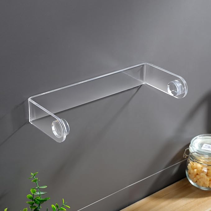ZUNTO Acrylic Paper Towel Holder - Adhesive Paper Towel Roll Holder Under Cabinet, Clear Plastic Wall Mounted Paper Towel Rack for Kitchen, Frees up Counter Space
