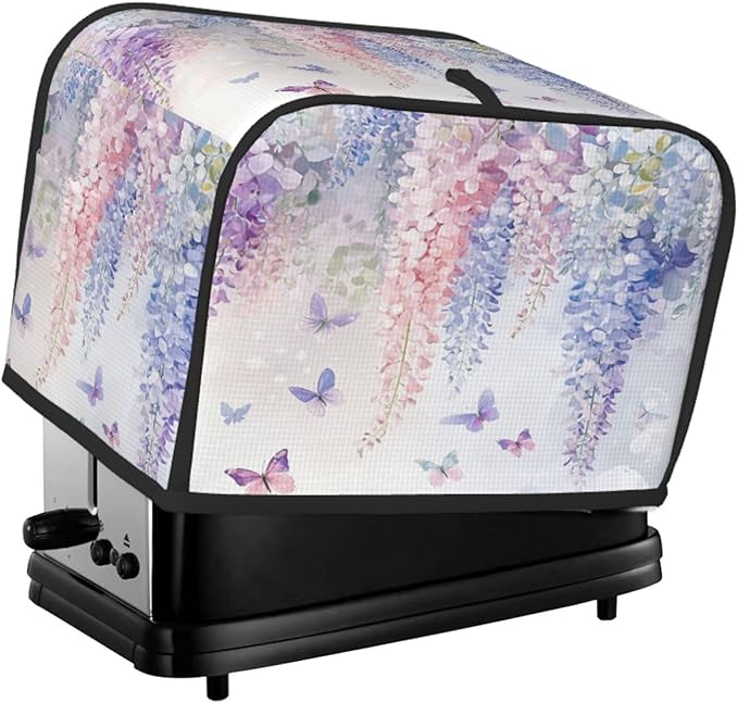 Toaster Cover 2 Slice Botanical Flower Butterfly Kitchen Small Appliance Covers with Pockets Dust and Fingerprint Protection