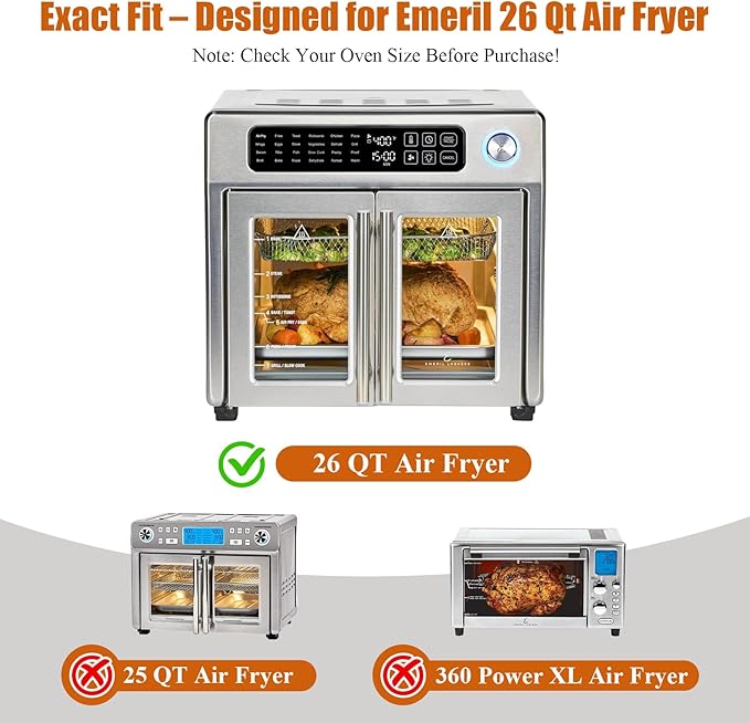 Crumb Tray Replacement for Emeril Lagasse 26 Qt Extra Large French Door Air Fryer, Crumb Tray with 4 Pcs Oven Liners Accessories for Emeril Lagasse 26 Qt Air Fryer