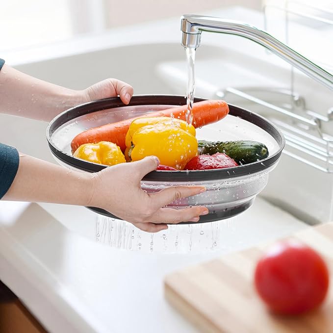 12" Microwave food Cover & Mat,Large Vented Collapsible Splatter Guard dish Plate lid & Silicone Round Kitchen mat