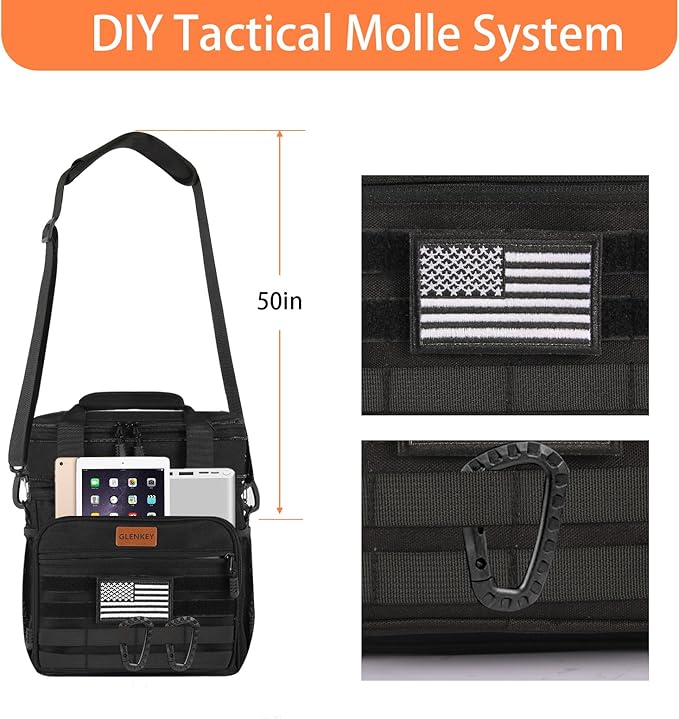 Tactical Insulated Lunch Bag Lunch Box - Expandable Large Cooler Bag for Men - Versatile Lunchbox for Adults Work Shifts Outdoor Trips Black 16L