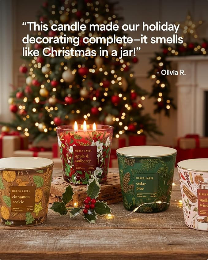Cinnamon Cookie Scented Candle, 30oz Large 3 Wick Natural Soy Wax Holiday Candle, 100 Hours Long Lasting Clean Burn Winter Christmas Candle for Home, Luxury Home Décor & Gift for Women & Family