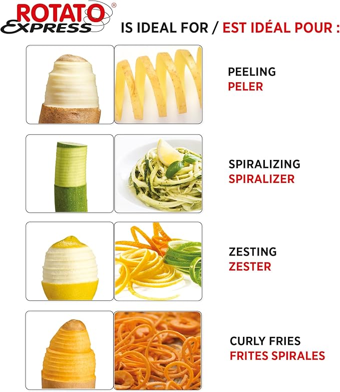 Starfrit Rotato Express Electric Peeler - 2 Spare Blades - Safe & Easy to Use - Effortlessly Peels Vegetables and Fruit,(Pack of 6)