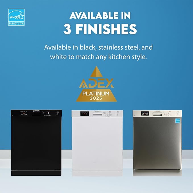 Equator24" Built in Dishwasher 14 Place Setting Wine Rack 8 Wash FAST 50 Delay1/2Load 110V E-Star ADA in White