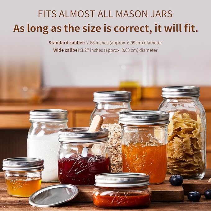 Electric Mason Jar Vacuum Sealer Kit (Lids Included), Handheld Automatic Vacuum Sealer for Jars, Bags, Food Savers & Containers, Food Preservation System for Canning Jams, Pickles, Dry Foods