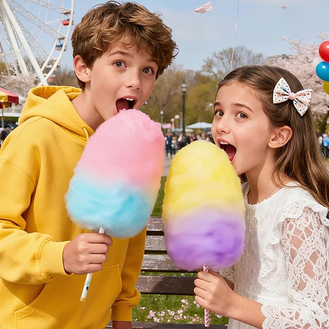 50Pcs Cotton Candy Sticks Cones, 13.78 Inch Random Color Candy Supplies, Paper Straws, Cones for Birthdays, Weddings, Holiday Parties, Candy Making