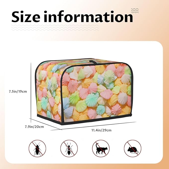 Cute Candy Gummy Toaster Cover 2 Slice, Cute Country Bread Machine Cover, Washable Toaster Kitchen Small Appliance Cover Stain Resistant,with Top Handle