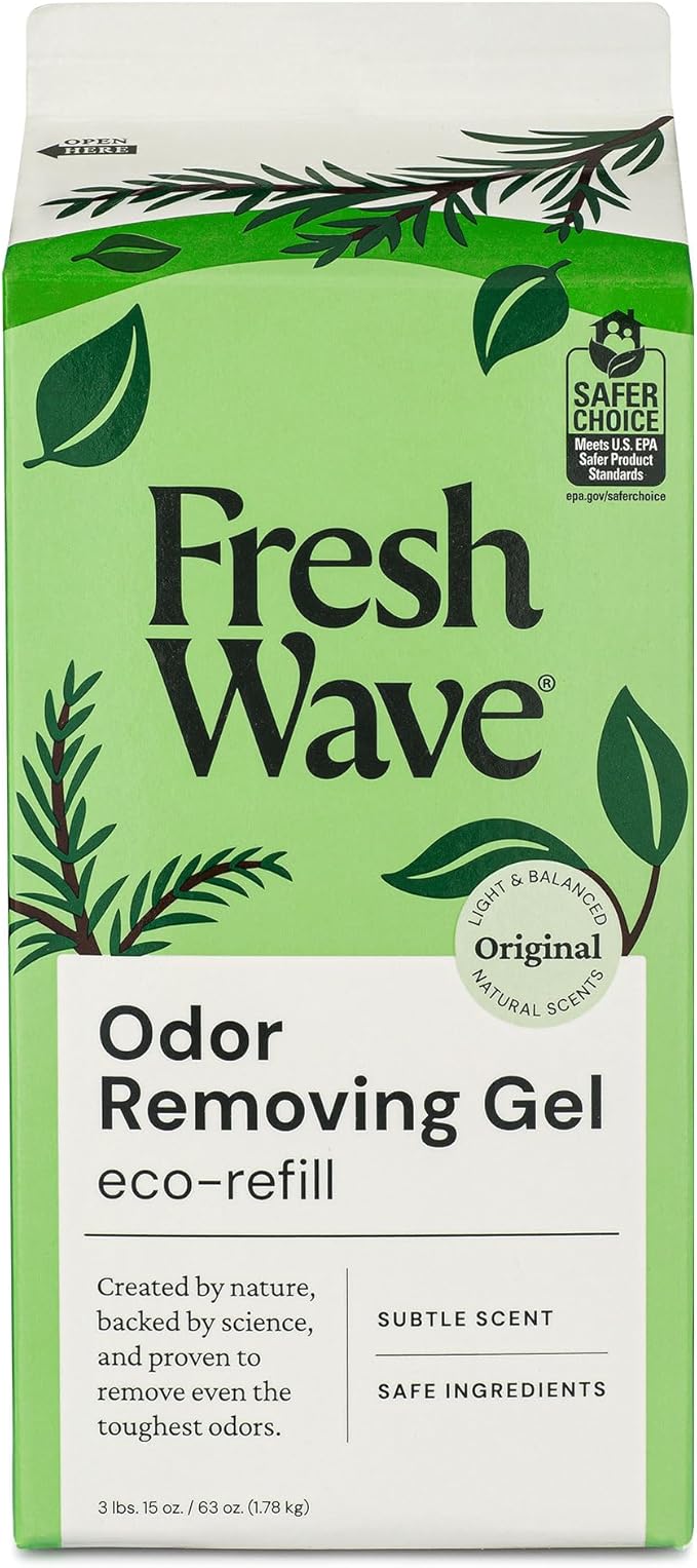 Fresh Wave Original Scent Odor Removing Gel Refill, 63 oz. | Safer Odor Absorbers for Home, Cooking, Trash, & Pets Areas | Natural Plant-Based Odor Eliminator