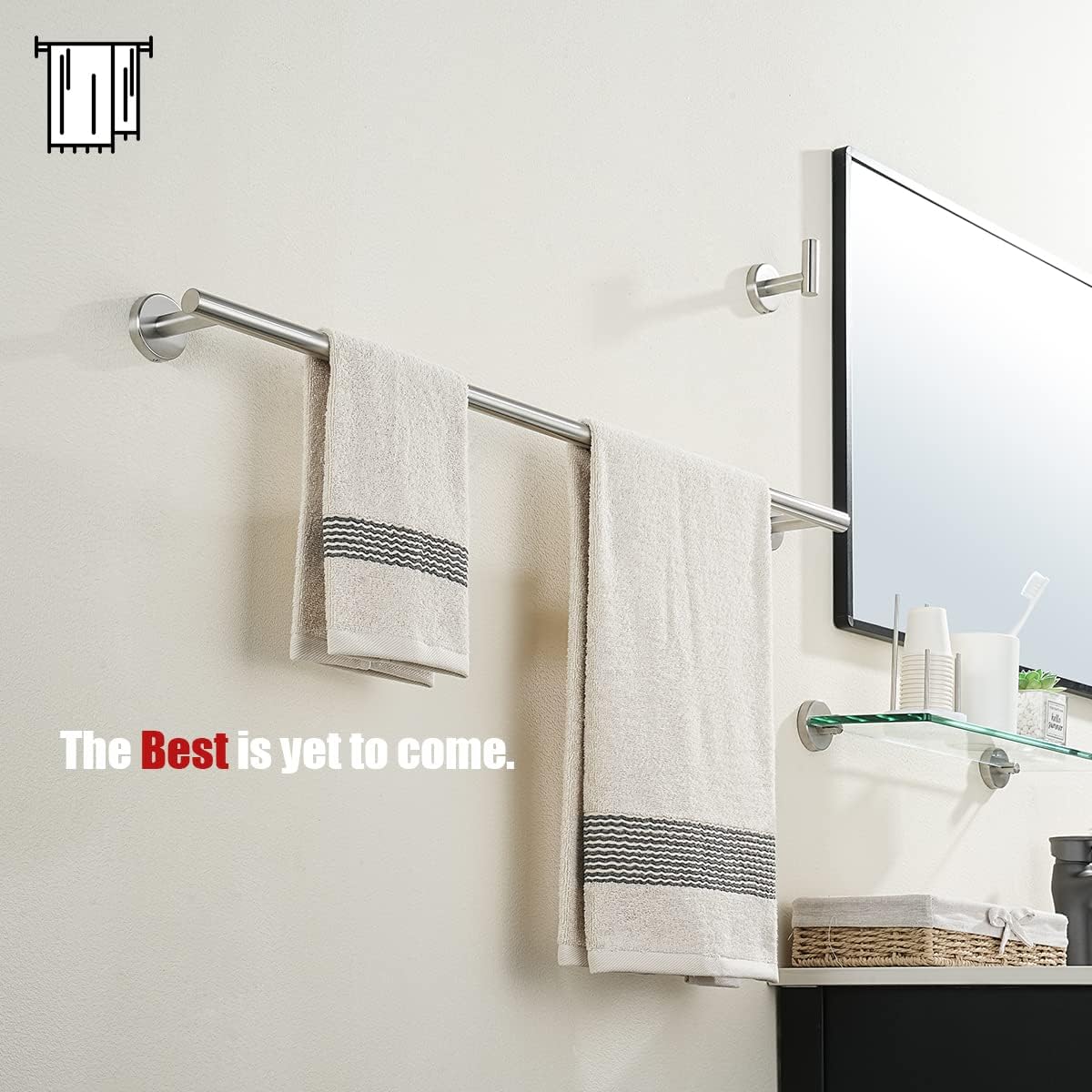 JQK Bath Towel Bar, 33 Inch 304 Stainless Steel Thicken 0.8mm Single Towel Rack for Bathroom, Towel Holder Brushed Finished Wall Mount, Useable Length 30 Inch, TB110L30-BN