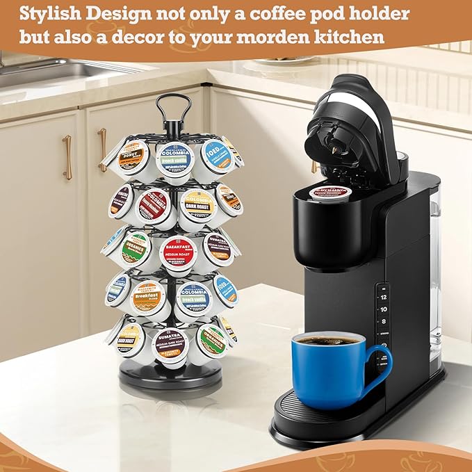 BLACKSMITH FAMILY K Cup Holders,K Cup Holder, K Cups Holder,K Cup Carousel, Coffee Pods Holder Storage Organizer Stand,No Assembly Required,Black (40 Pods Capacity Easy Assembly Glossy Black)