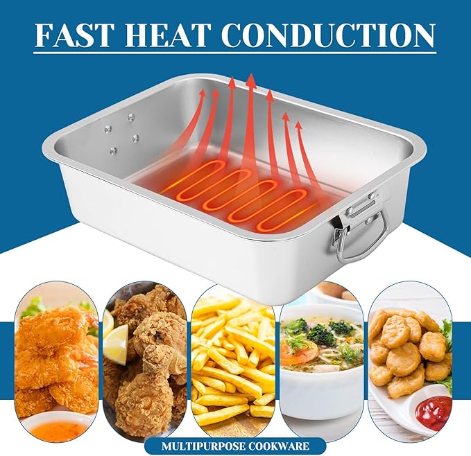 Teenyyou 10 Qt Stove Top Deep Fryer with Basket 304 Stainless Steel Deep Fryer Pan Chicken Frying Pot with Thermometer for Outdoor Kitchen Cooking French Fries Fish