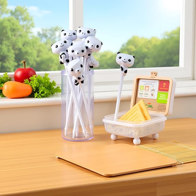 8Pcs Cute Fun Bento Picks Set, Food Picks for Kids,School Lunch Accessories, Cute Animal Fruit Toothpicks,Fruit Food Toothpicks, Lunch Bento Box Picks for Cocktail Picks Bar Tools and Drinkware
