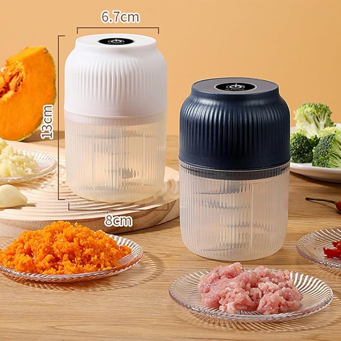 Electric Garlic Chopper, Mini Portable Veggie Chopper, Electric Onion Grinder with 6 Sharp Blade, Mini Food Processor with Container for Mashing Onion, Garlic, Chili, Ginger (1PC*Blue)