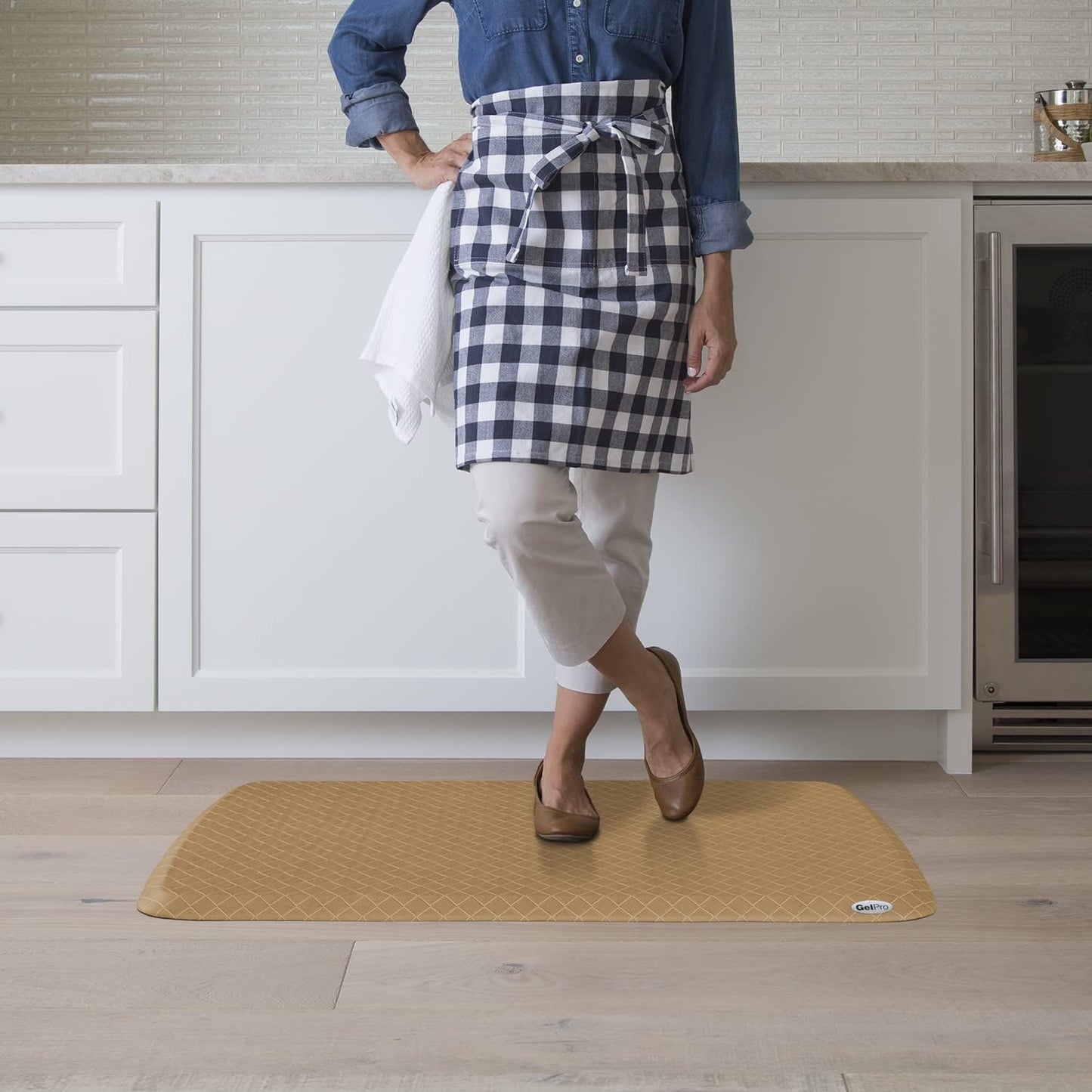 GelPro Elite Premier Gel & Foam Anti-Fatigue Kitchen Floor Comfort Mat, 20" x 36", Basketweave Khaki
