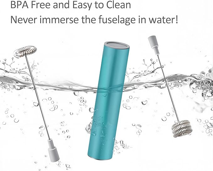 Milk Frother Handheld, Battery Operated Coffee Foamer Drink Mixer with 2 Stainless Steel Electric Whisks for Coffee, Latte, Cappuccino, Hot Chocolate, Protein， Batteries Included, Light Blue