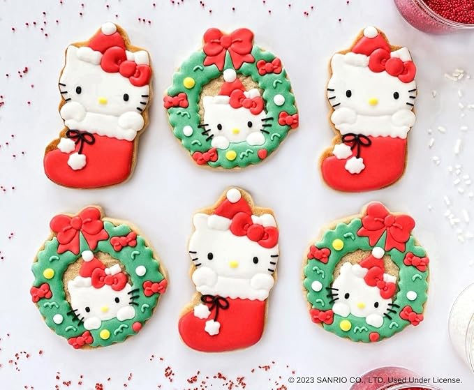 Handstand Kitchen Hello Kitty Holiday Cookie Party Set with Cookie Stamps, Frosting Bag, Spatula and More