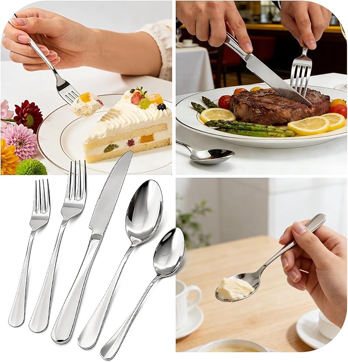 20 Piece Silverware Set,for Home,Kitchen,Restaurant.Flatware Set,Stainless Steel Cutlery Utensil Set include Forks,Knives,Spoons