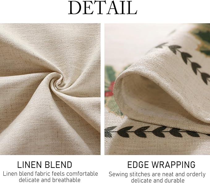 ISAENNE Designer Christmas Linen Table Cloth for Rectangle Table,Light Beige Western Tablecloth,Wrinkle Resistant Decor Tablecloths for Dining Thanksgiving Kitchen Christmas,55"*79"-Carol G