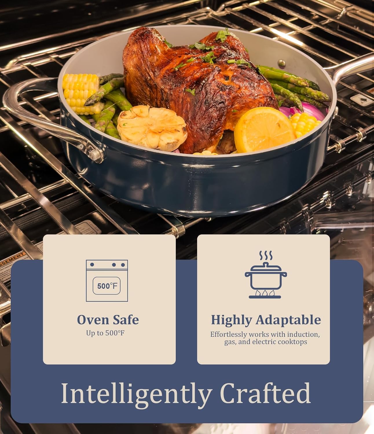 Nonstick Ceramic Sauté Pan with Lid (4.5 qt, 11"), Deep Frying Pan for All Cooktops - Non Toxic, PTFE/PFOA/PFAS Free, Dishwasher & Oven Safe up to 500°F - with Stay Cool Handle - Cream