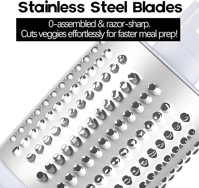 Cheese Grater Hand Crank, Rotary Vegetable Shredder with Handle and Strong Suction base, 3 in 1 Kitchen Speed Spin Veggie Slicer Nut Grinder for Pizza Top, Hash brown, Salad and More (Black)