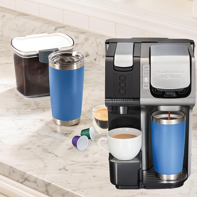 Hamilton Beach FlexBrew Trio 2-Way Coffee Maker, Compatible with K-Cup Pods or Grounds, Combo, Single Serve & Espresso Machine with 19 Bar Pump, 56 oz. Removable Reservoir, Black
