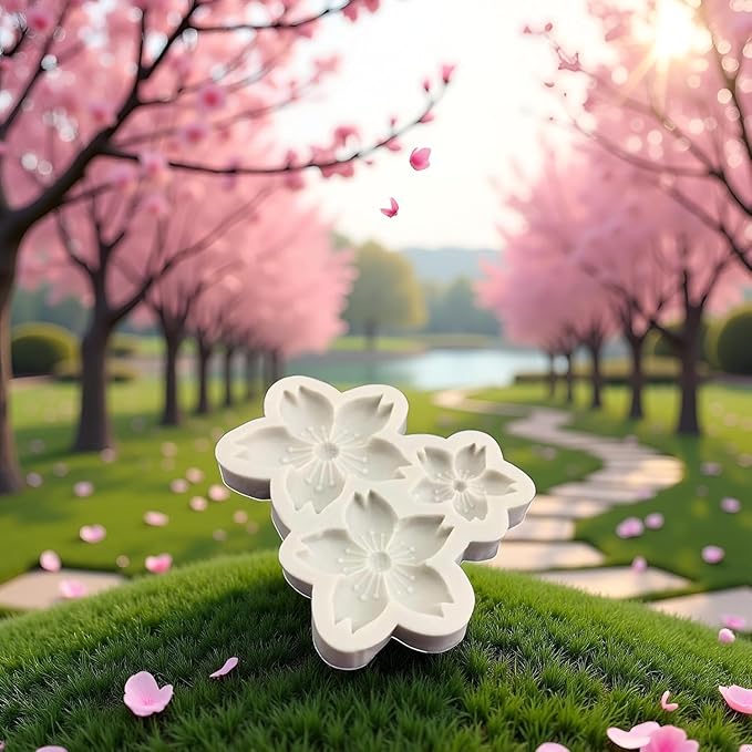 Gray 3D Flower Silicone Molds Cherry Blossoms Fondant Craft Cake Candy Chocolate Mold Sugarcraft Pastry Kitchen Baking Moulds Silicone Fondant Flowers Pastry and Baking,Gum Paste Molds