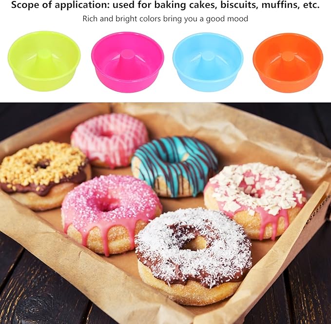 16PCS Mini Donut Mold, Silicone Donut Pans Reusable Baking Cups Cupcake Mold Bright Colors for Pastries Puddings