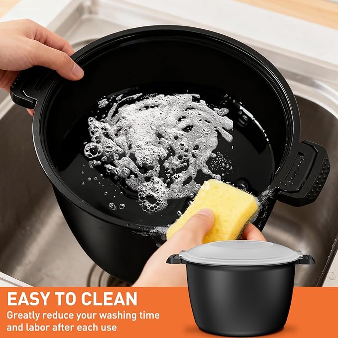 Microwave Rice Steamer Cooker, 3 Quart Microwave Vegetable Steamer, Microwave Steamers for rice, veggie, grains, and other starchy foods, BPA Free, Dishwasher Safe