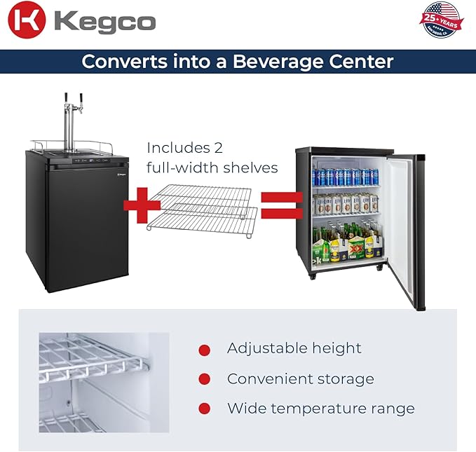 Kegco K309B-2 Double Faucet Digital Black Kegerator