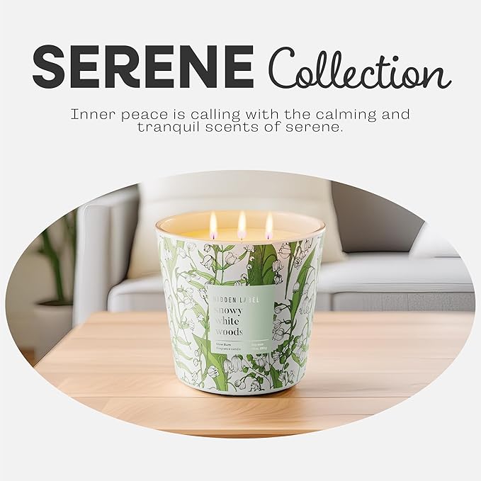 Giant Candle, Snowy White Woods Scented Candle for Home, 30oz Natural Soy Wax, 3-Wick Large Aromatherapy Candles, Up to 100Hour Burn Time, Long Lasting Highly Scented Luxury Candle Gift