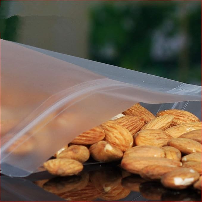 PABCK 100 Pack 3.9x5.9 inch Resealable Stand Up Bags Matte Clear Zipper Lock Heat Seal Pouches with Tear Notch for Zip Food Storage Lock Packing