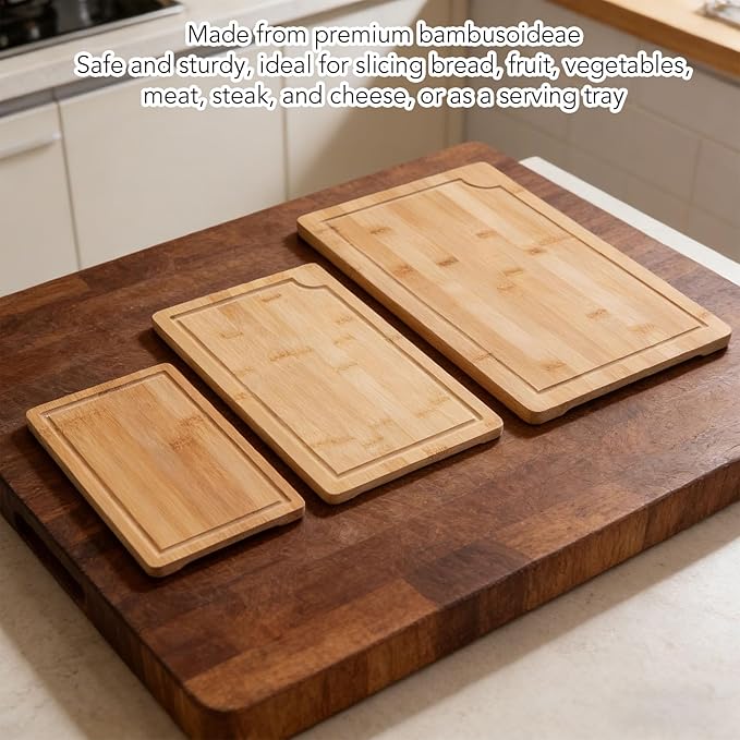 Chopping Board, Cutting Boards With Groove And Handle For Meat Vegetable Cheese, Heavy Duty Kitchen Serving Tray Chopping Board,Large Wooden Cutting Boards